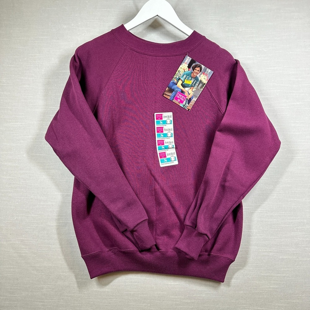 VINTAGE Hanes Sweater Womans Small Purple‎ Fleece Her Way Cozy Plain Deadstock